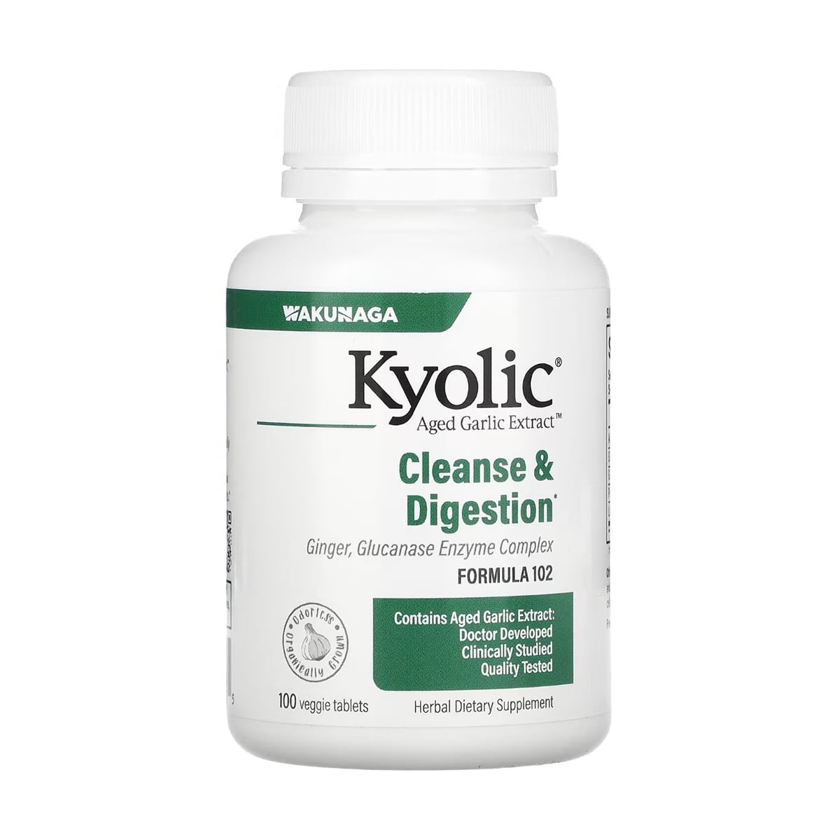 Екстракт часнику, очищення та покращення травлення Kyolic Aged Garlic Extract Cleanse &amp; Digestion Formula 102, 100 вегетаріанських таблеток